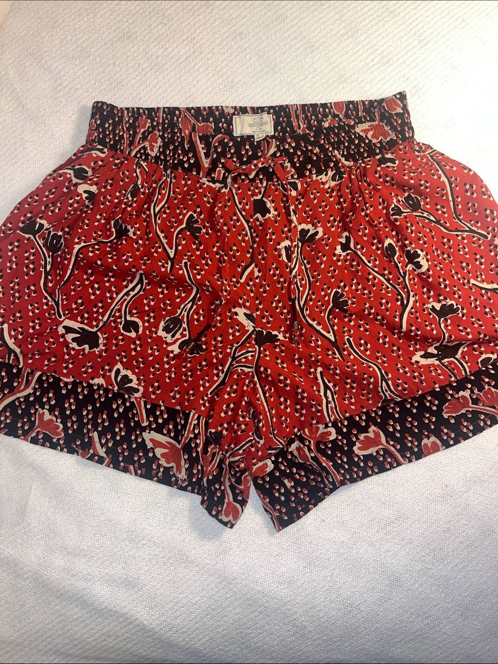 FatFace Brick Red Floral Print Drawstring Shorts